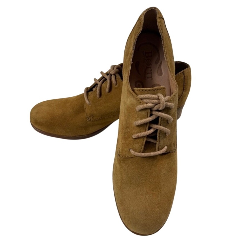Born Womens Tan Suede Lace Up Oxford Shoes D07137 Size 8 Handcrafted Comfort